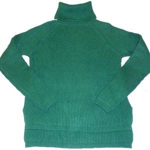Turtleneck Sweater SMALL ONTT' New Green thick ribbed knit raglan sleeve